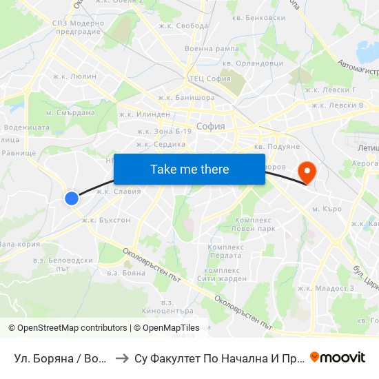 Ул. Боряна / Boryana St. (1844) to Су Факултет По Начална И Предучилищна Педагогика map