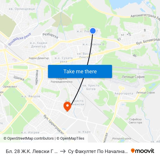 Бл. 28 Ж.К. Левски Г / Levski G Qr, Bl. 28 (0180) to Су Факултет По Начална И Предучилищна Педагогика map