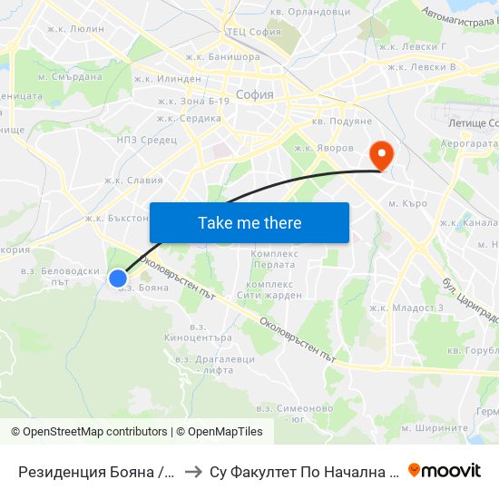 Резиденция Бояна / Boyana Residence (1439) to Су Факултет По Начална И Предучилищна Педагогика map