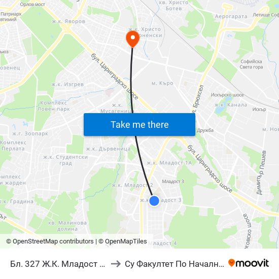 Бл. 327 Ж.К. Младост 3 / Bl. 327, Mladost 3 Qr. (0193) to Су Факултет По Начална И Предучилищна Педагогика map