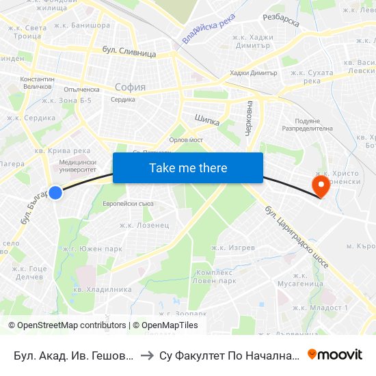 Бул. Акад. Ив. Гешов / Ivan Geshov Blvd. (0272) to Су Факултет По Начална И Предучилищна Педагогика map