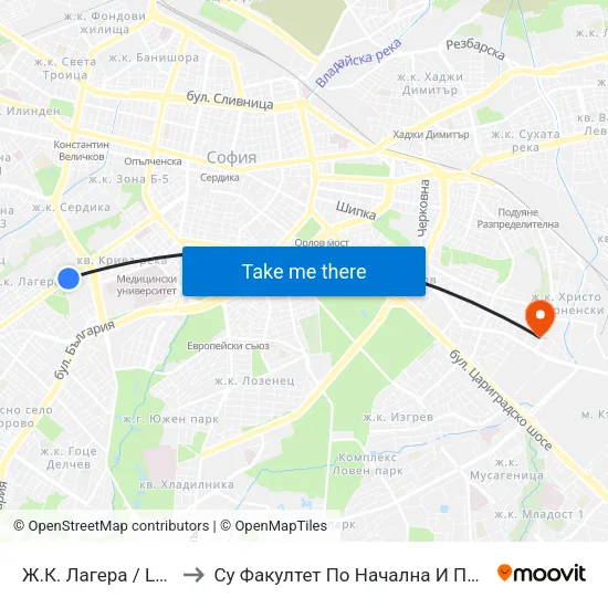 Ж.К. Лагера / Lagera Qr. (0644) to Су Факултет По Начална И Предучилищна Педагогика map