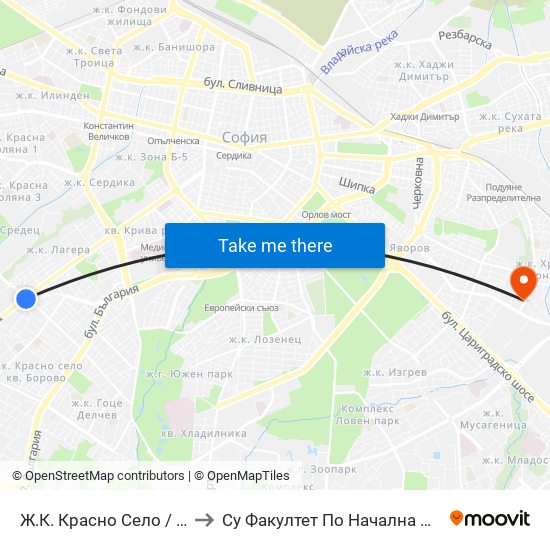 Ж.К. Красно Село / Krasno Selo Qr. (0640) to Су Факултет По Начална И Предучилищна Педагогика map