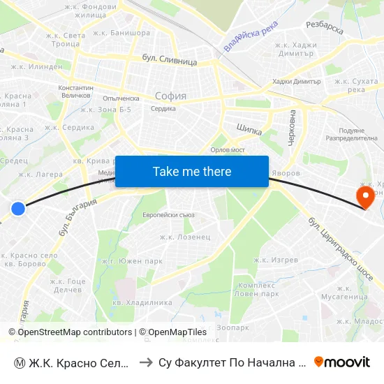 Ⓜ️ Ж.К. Красно Село / Krasno Selo Qr. (0640) to Су Факултет По Начална И Предучилищна Педагогика map