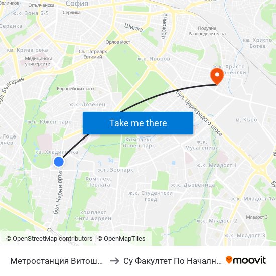 Метростанция Витоша / Vitosha Metro Station (2755) to Су Факултет По Начална И Предучилищна Педагогика map