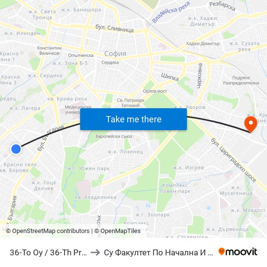 36-То Оу / 36-Th Primary School (0031) to Су Факултет По Начална И Предучилищна Педагогика map