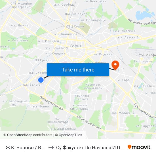 Ж.К. Борово / Borovo Sq. (2767) to Су Факултет По Начална И Предучилищна Педагогика map