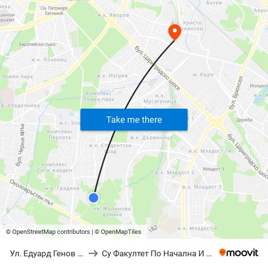 Ул. Едуард Генов / Edward Genov St. to Су Факултет По Начална И Предучилищна Педагогика map
