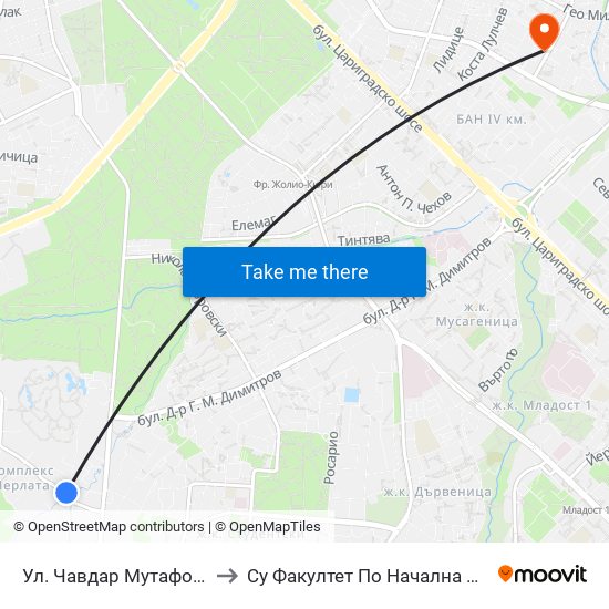 Ул. Чавдар Мутафов / Chavdar Mutafov St. to Су Факултет По Начална И Предучилищна Педагогика map