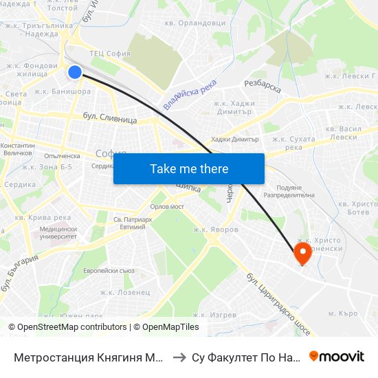 Метростанция Княгиня Мария Луиза / Kn. Maria Luisa Metro Station (6430) to Су Факултет По Начална И Предучилищна Педагогика map