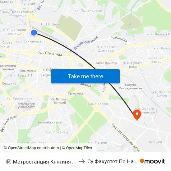 Ⓜ️ Метростанция Княгиня Мария Луиза / Kn. Maria Luisa Metro Station (6430) to Су Факултет По Начална И Предучилищна Педагогика map