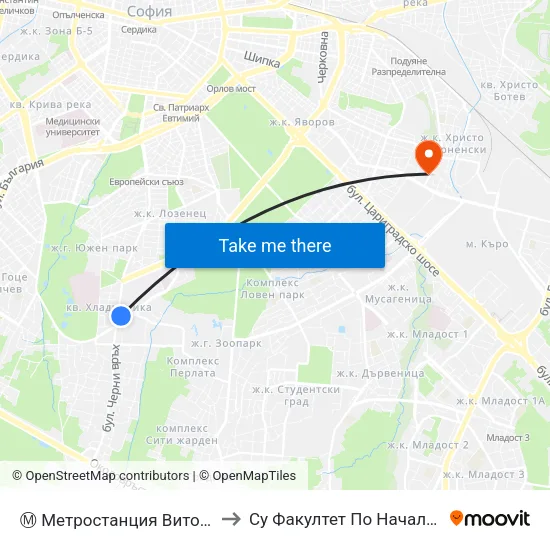 Ⓜ️ Метростанция Витоша / Vitosha Metro Station (0910) to Су Факултет По Начална И Предучилищна Педагогика map