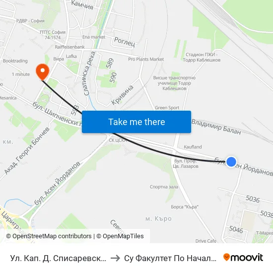 Ул. Кап. Д. Списаревски / Capt. S. Spisarevski St. (1983) to Су Факултет По Начална И Предучилищна Педагогика map