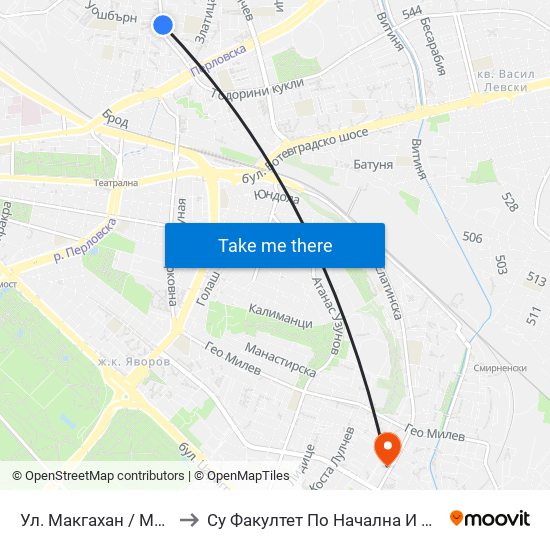 Ул. Макгахан / Macgahan St. (2040) to Су Факултет По Начална И Предучилищна Педагогика map