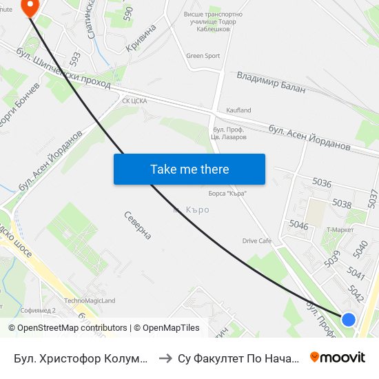 Бул. Христофор Колумб / Christopher Columbus Blvd. (0577) to Су Факултет По Начална И Предучилищна Педагогика map