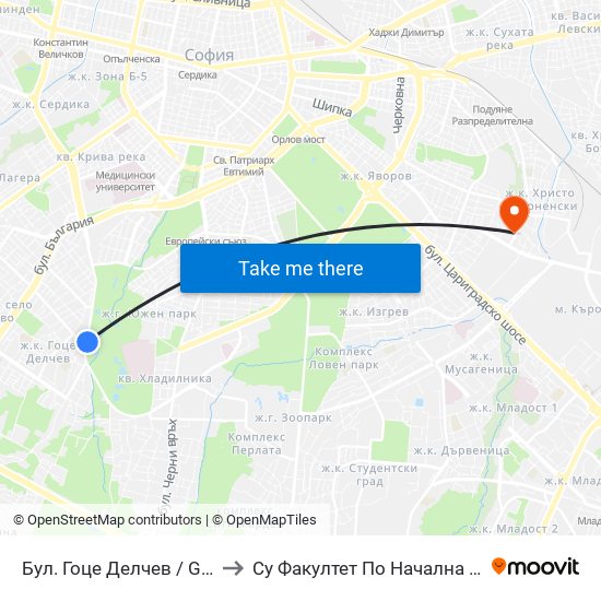 Бул. Гоце Делчев / Gotse Delchev Blvd. (0310) to Су Факултет По Начална И Предучилищна Педагогика map