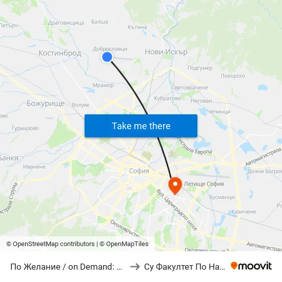 Летище Доброславци / Dobroslavtsi Airport (1002) to Су Факултет По Начална И Предучилищна Педагогика map