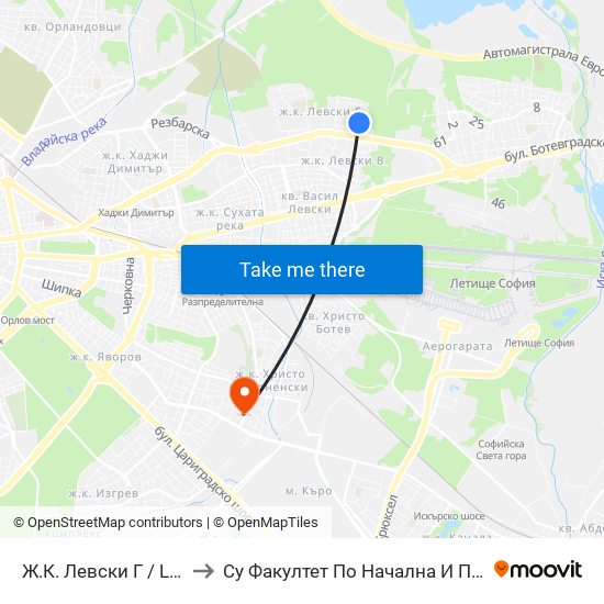 Ж.К. Левски Г / Levski G Qr (6600) to Су Факултет По Начална И Предучилищна Педагогика map
