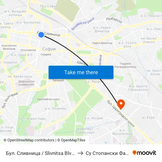 Бул. Сливница / Slivnitsa Blvd. (0376) to Су Стопански Факултет map