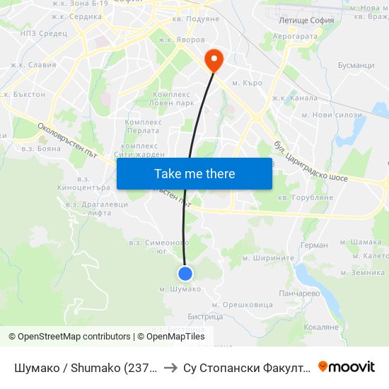 Шумако / Shumako (2377) to Су Стопански Факултет map
