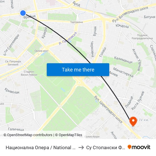 Национална Опера / National Opera (1116) to Су Стопански Факултет map