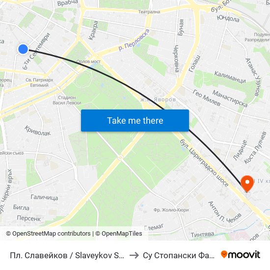 Пл. Славейков / Slaveykov Sq. (1908) to Су Стопански Факултет map