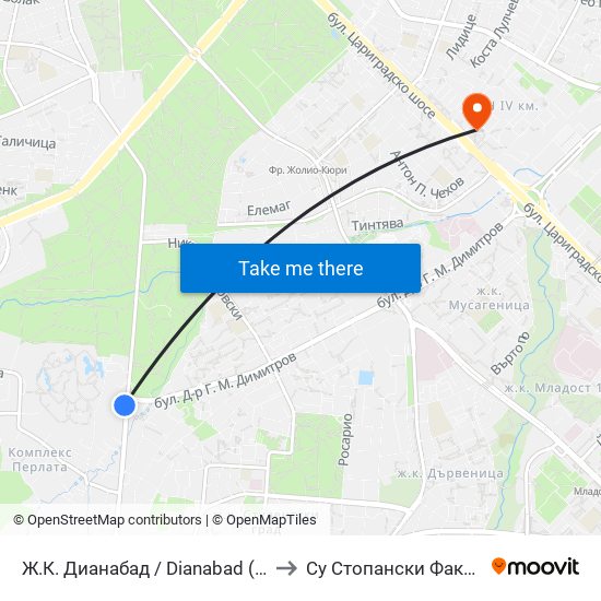 Ж.К. Дианабад / Dianabad (0602) to Су Стопански Факултет map