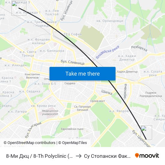 8-Ми Дкц / 8-Th Polyclinic (0043) to Су Стопански Факултет map