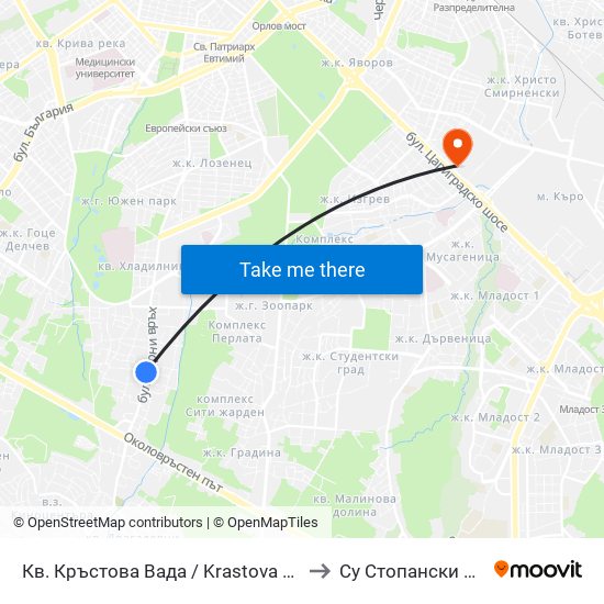 Кв. Кръстова Вада / Krastova Vada Qr. (0914) to Су Стопански Факултет map