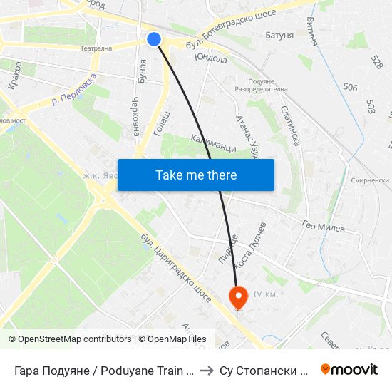 Гара Подуяне / Poduyane Train Station (0471) to Су Стопански Факултет map