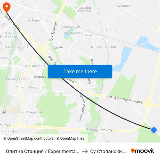 Опитна Станция / Experimental Station (1202) to Су Стопански Факултет map