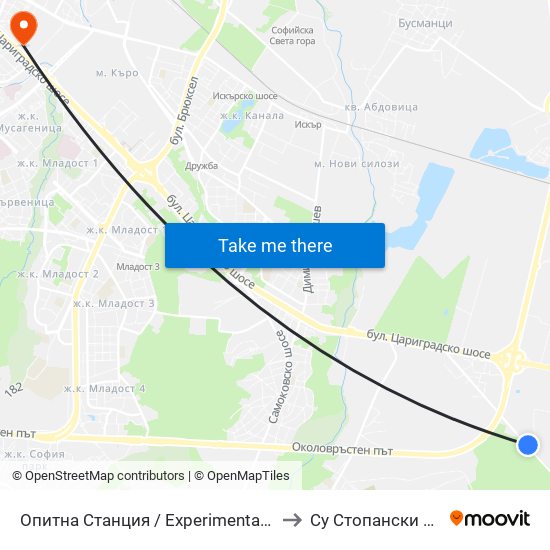 Опитна Станция / Experimental Station (1207) to Су Стопански Факултет map