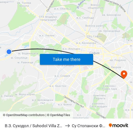 В.З. Суходол / Suhodol Villa Zone (0434) to Су Стопански Факултет map