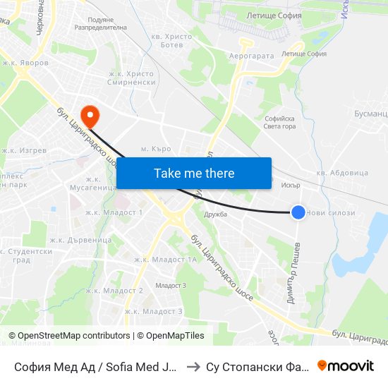 София Мед Ад / Sofia Med Jsc (0975) to Су Стопански Факултет map