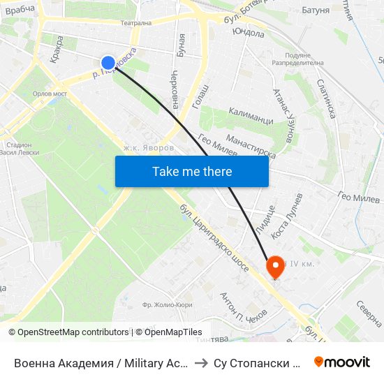 Военна Академия / Military Academy (0441) to Су Стопански Факултет map