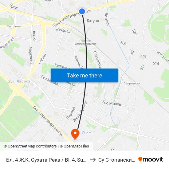 Бл. 4 Ж.К. Сухата Река / Bl. 4, Suhata Reka Qr. (0411) to Су Стопански Факултет map