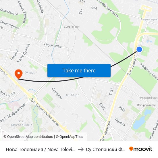 Нова Телевизия / Nova Television (2474) to Су Стопански Факултет map
