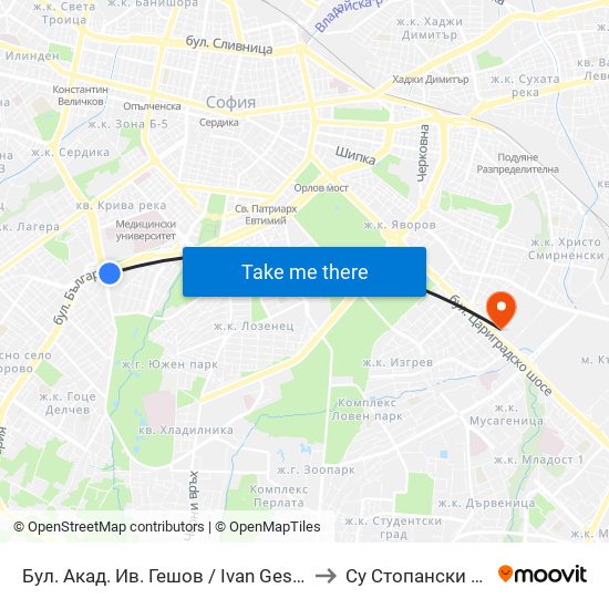 Бул. Акад. Ив. Гешов / Ivan Geshov Blvd. (0272) to Су Стопански Факултет map
