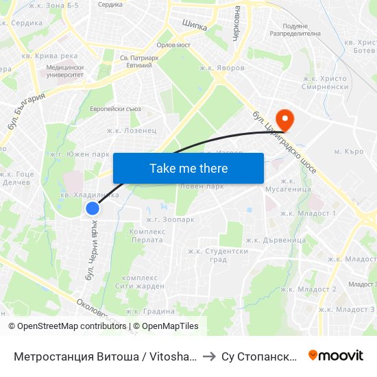 Метростанция Витоша / Vitosha Metro Station (2755) to Су Стопански Факултет map