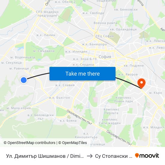 Ул. Димитър Шишманов / Dimitar Shishmanov St. to Су Стопански Факултет map