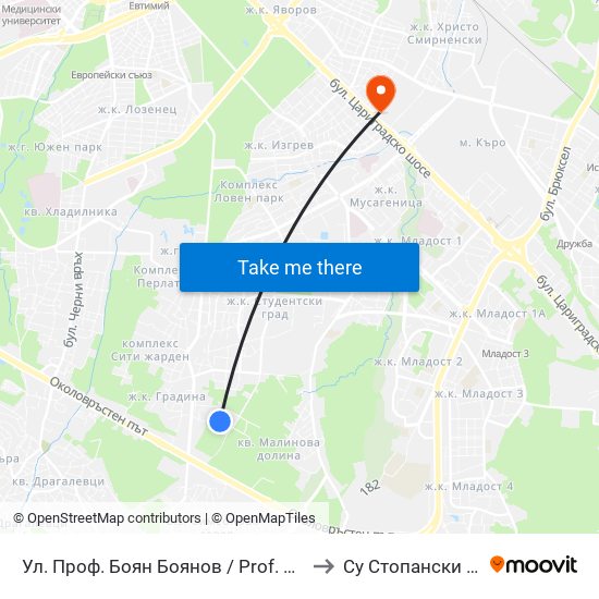 Ул. Проф. Боян Боянов / Prof. Boyan Boyanov St. to Су Стопански Факултет map