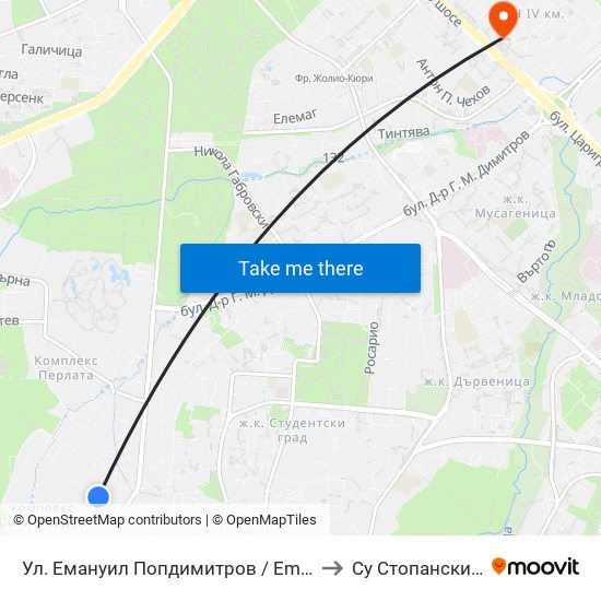 Ул. Емануил Попдимитров / Emanuil Popdimitrov St. to Су Стопански Факултет map