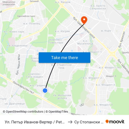 Ул. Петър Иванов-Вертер / Petar Ivanov-Verter St. to Су Стопански Факултет map