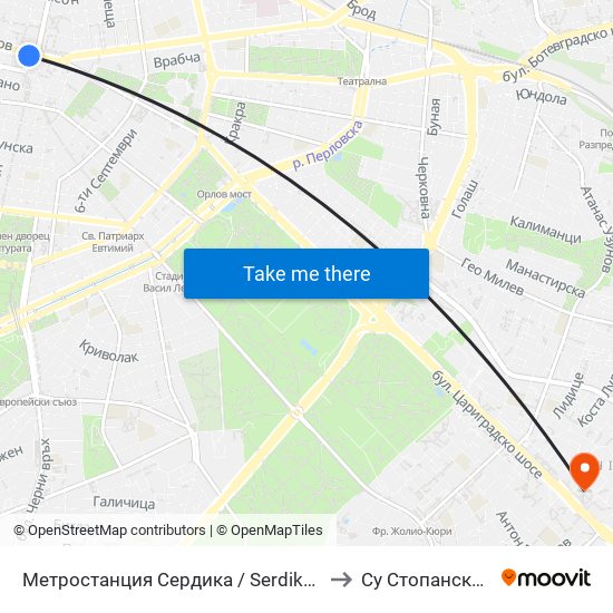Метростанция Сердика / Serdika Metro Station (6454) to Су Стопански Факултет map