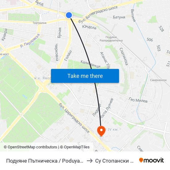 Подуяне Пътническа / Poduyane Patnicheska to Су Стопански Факултет map