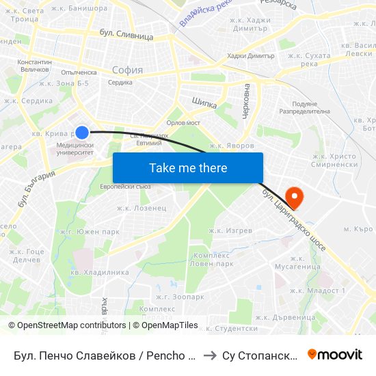 Бул. Пенчо Славейков / Pencho Slaveykov Blvd. (0355) to Су Стопански Факултет map