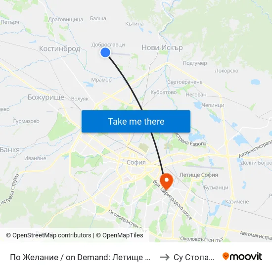 Летище Доброславци / Dobroslavtsi Airport (1005) to Су Стопански Факултет map