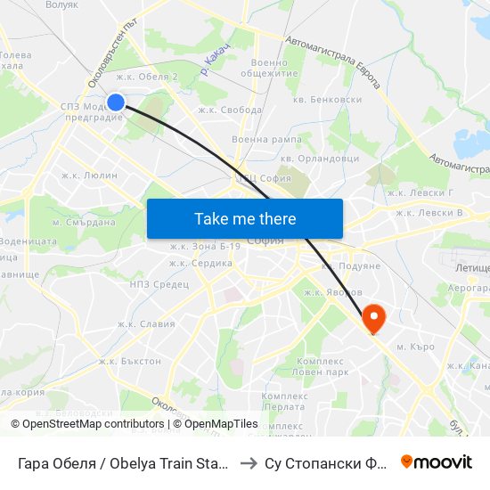 Гара Обеля / Obelya Train Station (6653) to Су Стопански Факултет map