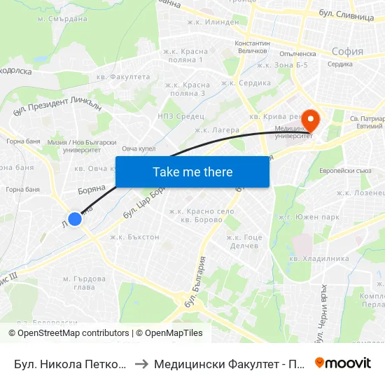Бул. Никола Петков / Nikola Petkov Blvd. (0350) to Медицински Факултет - Предклиничен Университетски Център map