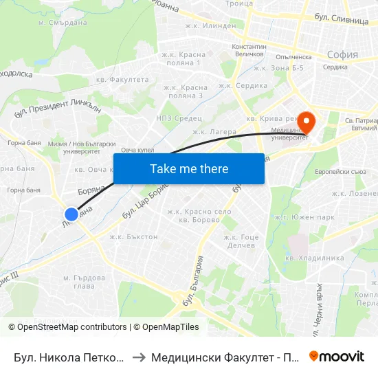 Бул. Никола Петков / Nikola Petkov Blvd. (0347) to Медицински Факултет - Предклиничен Университетски Център map